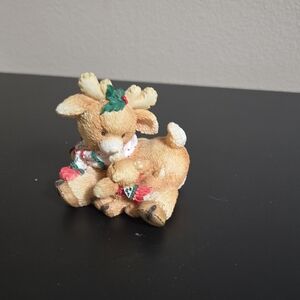 Enesco Deer Figurine with Pink and Brown Accents